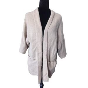 Flawed Peruvian Connection Alpaca Wool Cardigan Sweater Beige Open Front XL